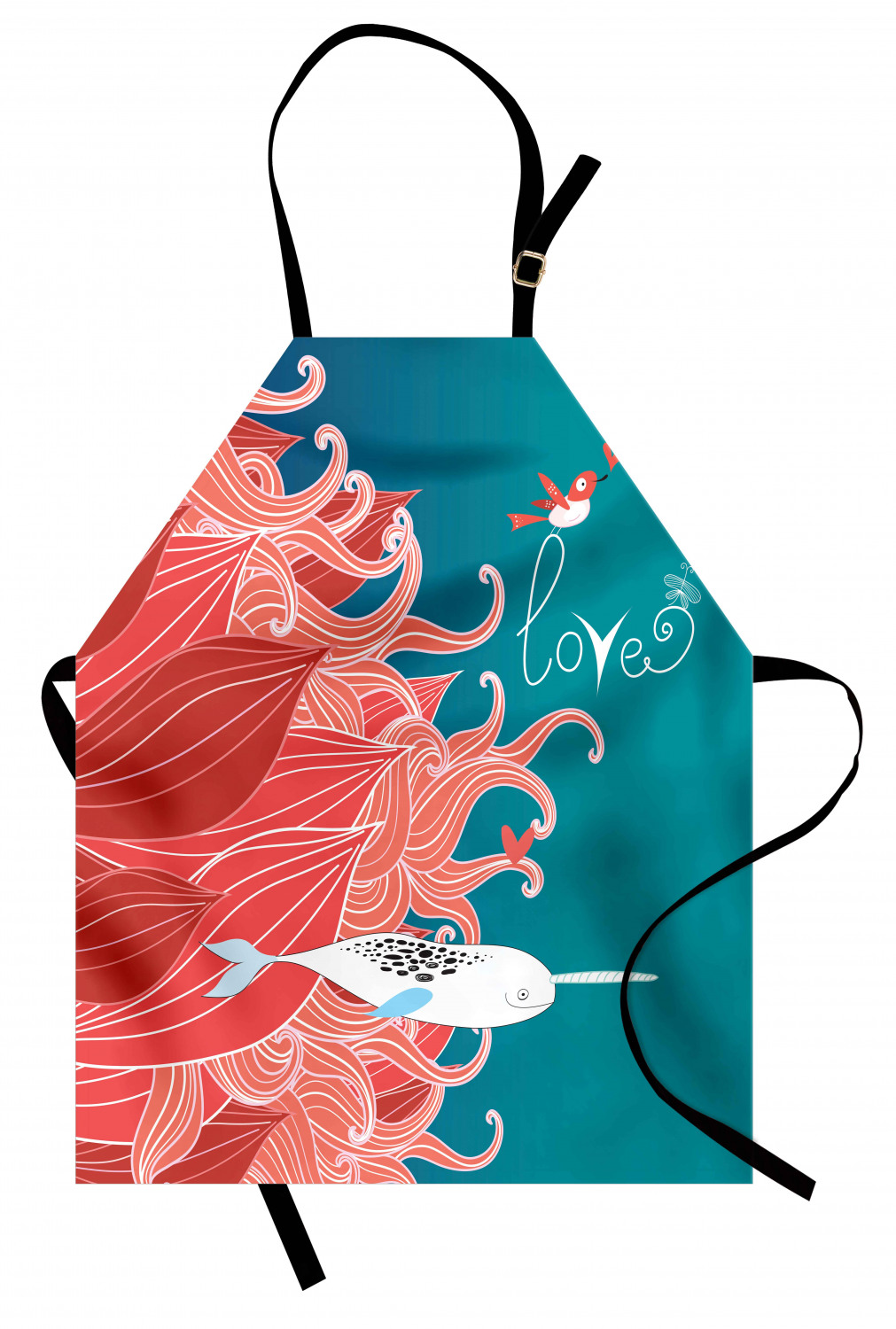 Marine Whale Apron Unisex Kitchen Bib with Adjustable Neck Cooking Baking