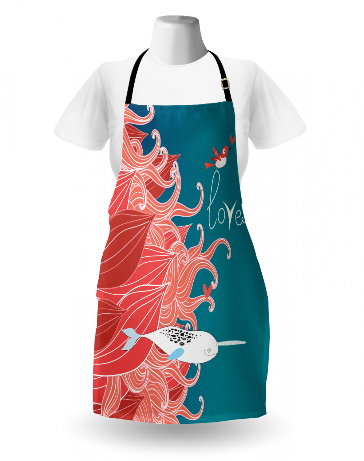 Marine Whale Apron Unisex Kitchen Bib with Adjustable Neck Cooking Baking