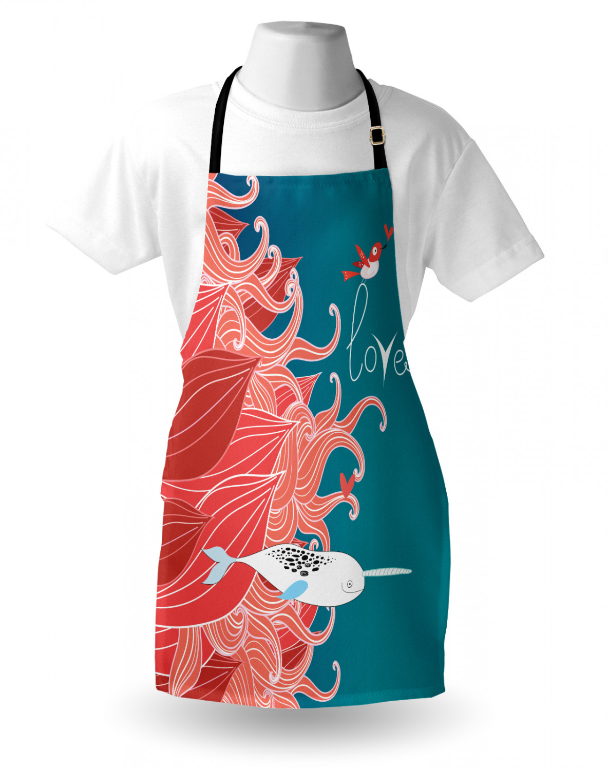 Marine Whale Apron Unisex Kitchen Bib with Adjustable Neck Cooking Baking