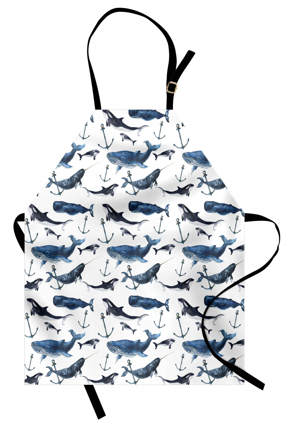 Marine Whale Apron Unisex Kitchen Bib with Adjustable Neck Cooking Baking