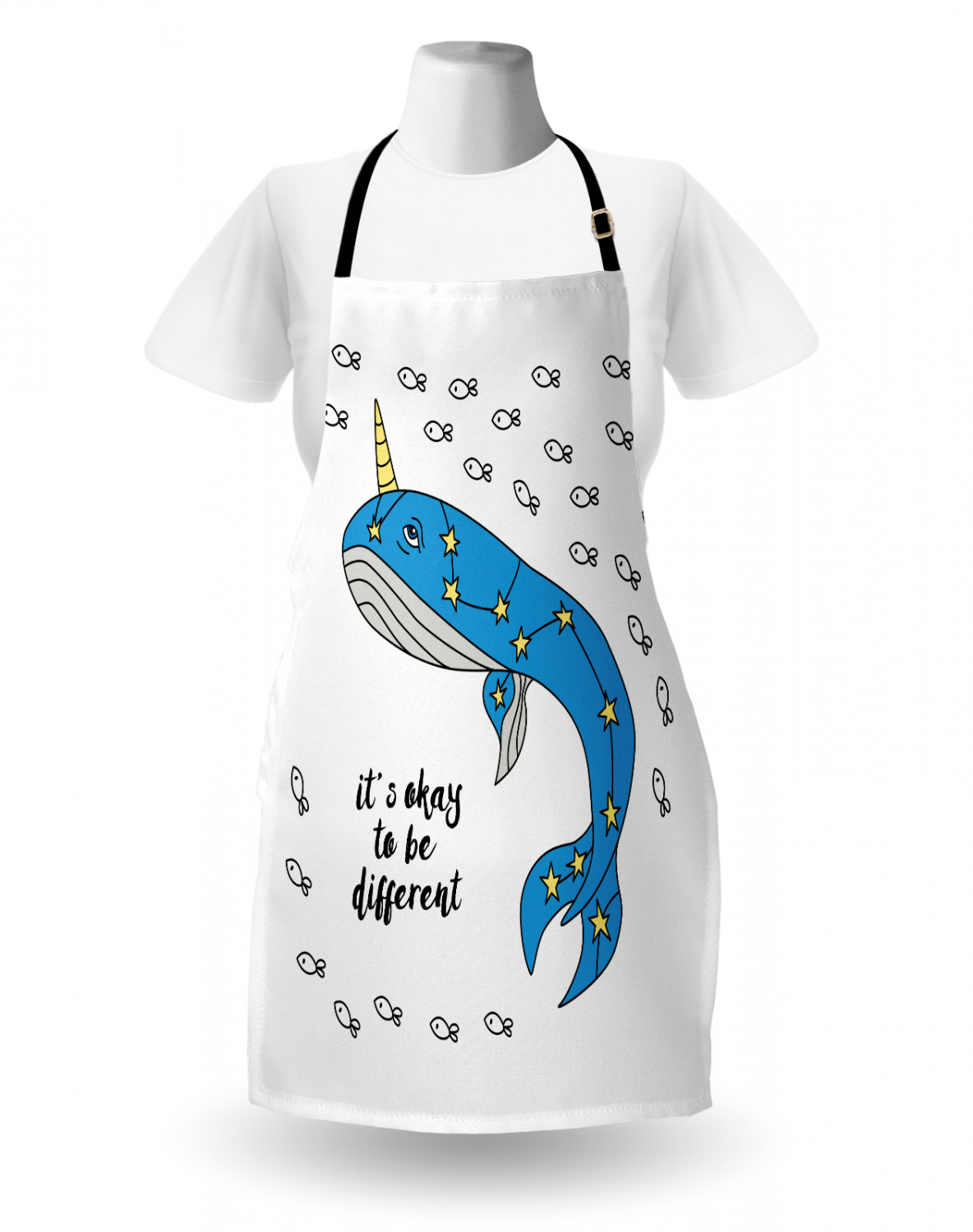 Marine Whale Apron Unisex Kitchen Bib with Adjustable Neck Cooking Baking