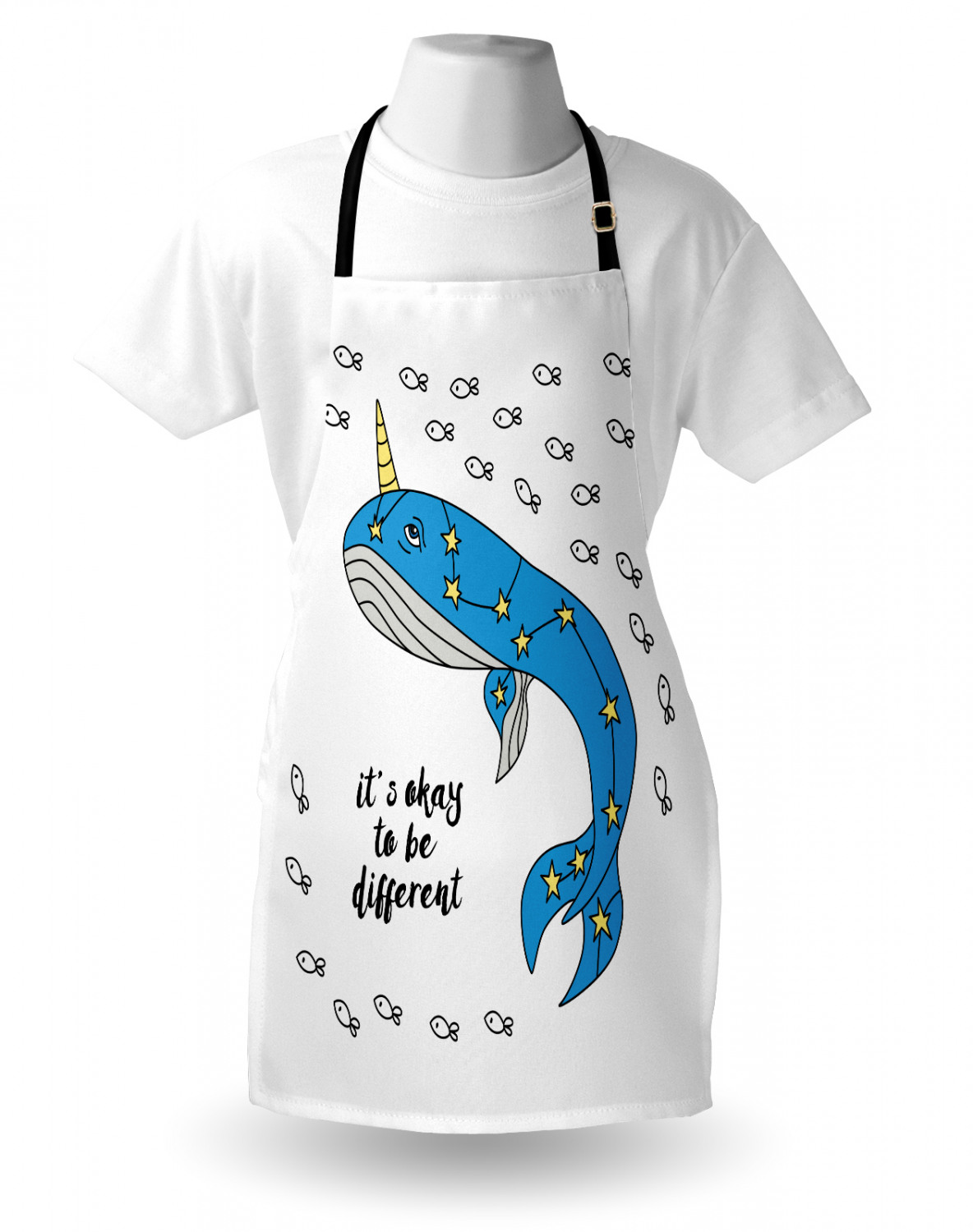 Marine Whale Apron Unisex Kitchen Bib with Adjustable Neck Cooking Baking