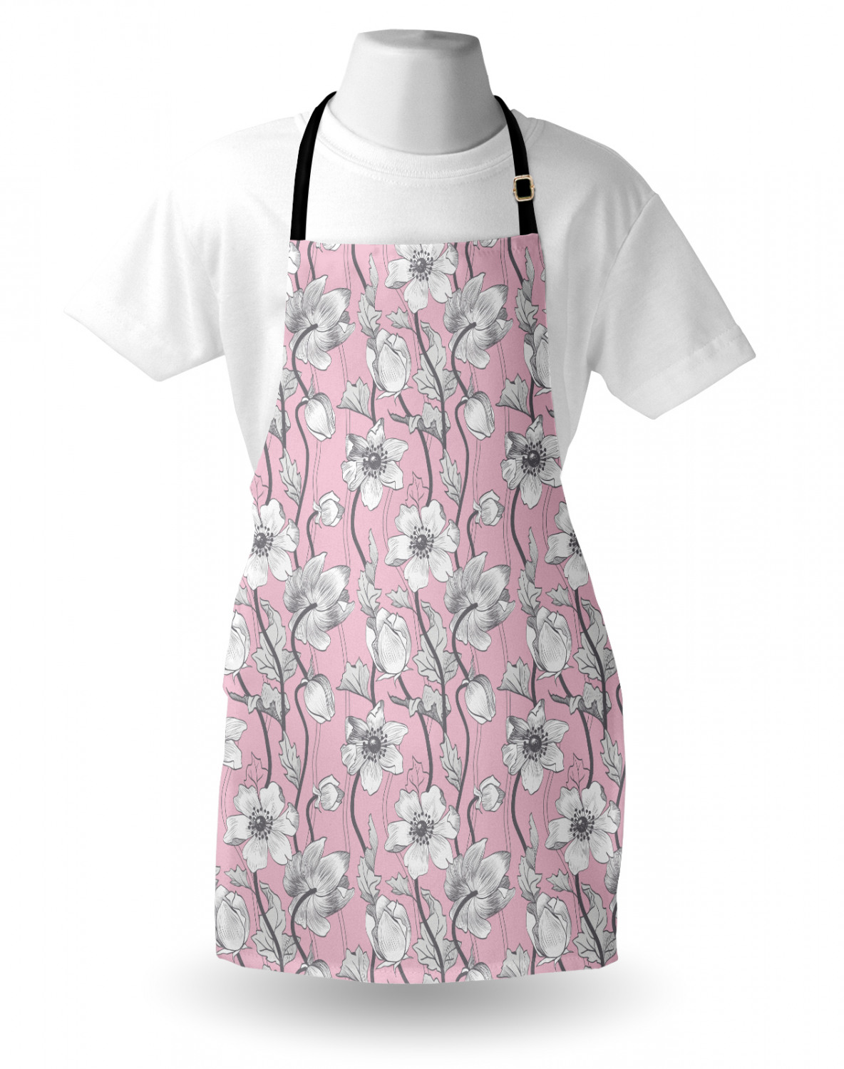 Ambesonne Pinkish Apron Unisex Kitchen Bib with Adjustable Neck Cooking Baking