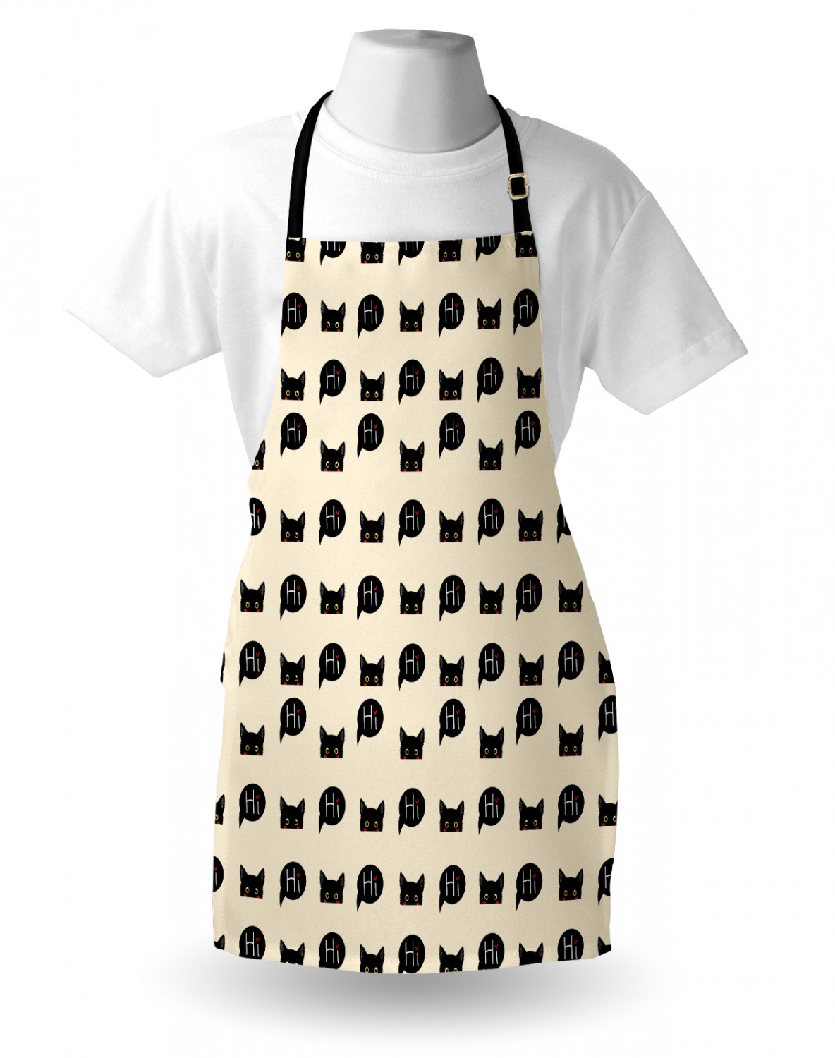 Ambesonne Cat Apron Unisex Kitchen Bib with Adjustable Neck Cooking Baking