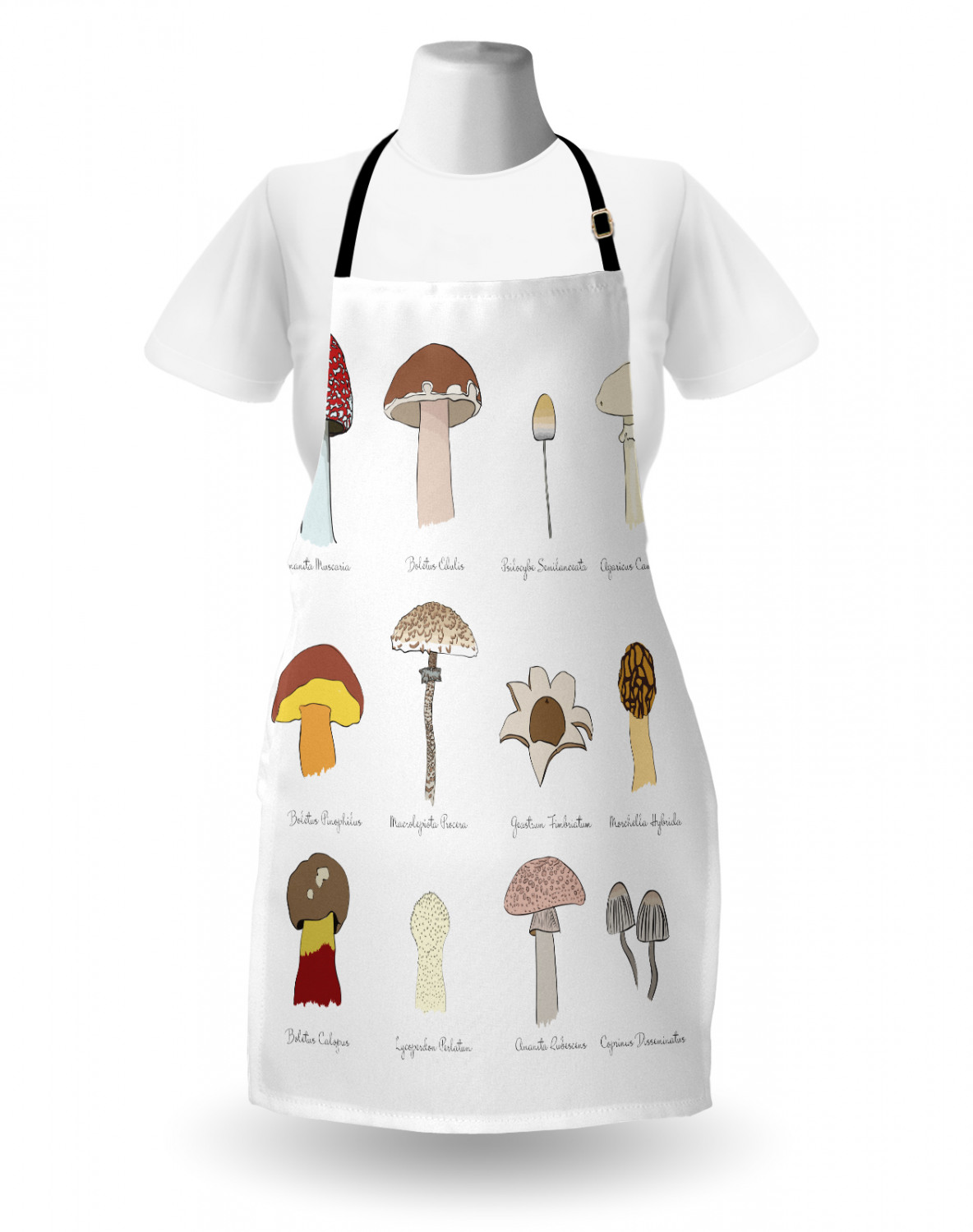 Mushroom Apron Unisex Kitchen Bib with Adjustable Neck for Cooking