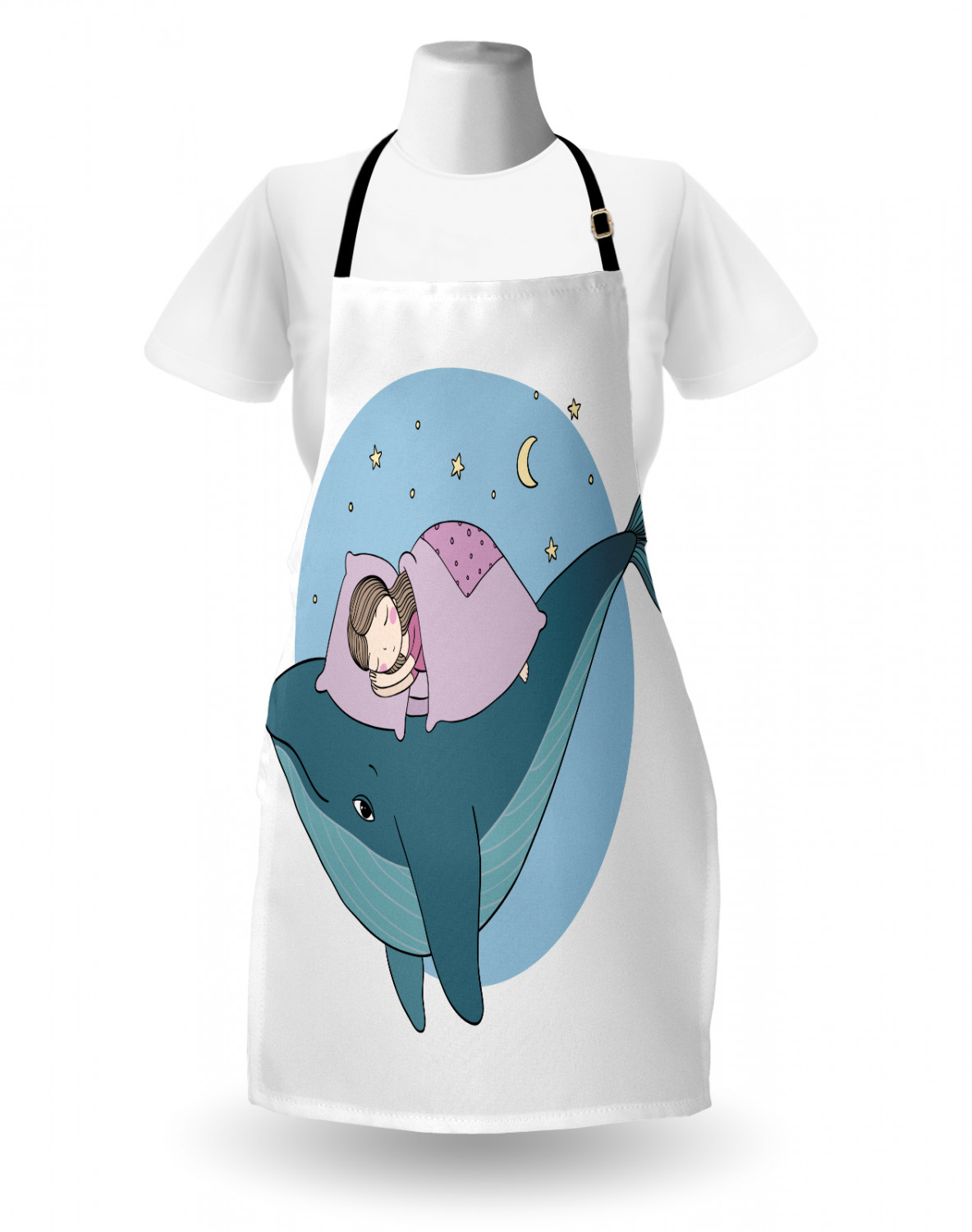 Marine Whale Apron Unisex Kitchen Bib with Adjustable Neck Cooking Baking