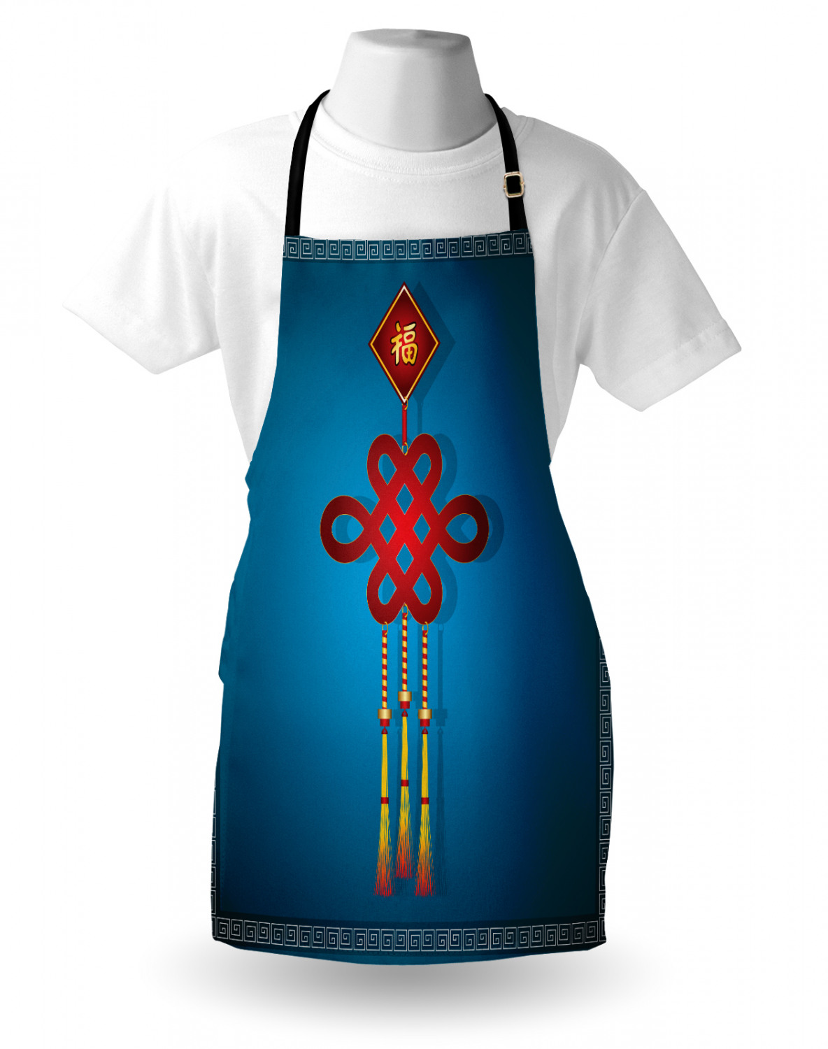 Chinese New Year Apron Unisex Kitchen Bib with Adjustable Neck for