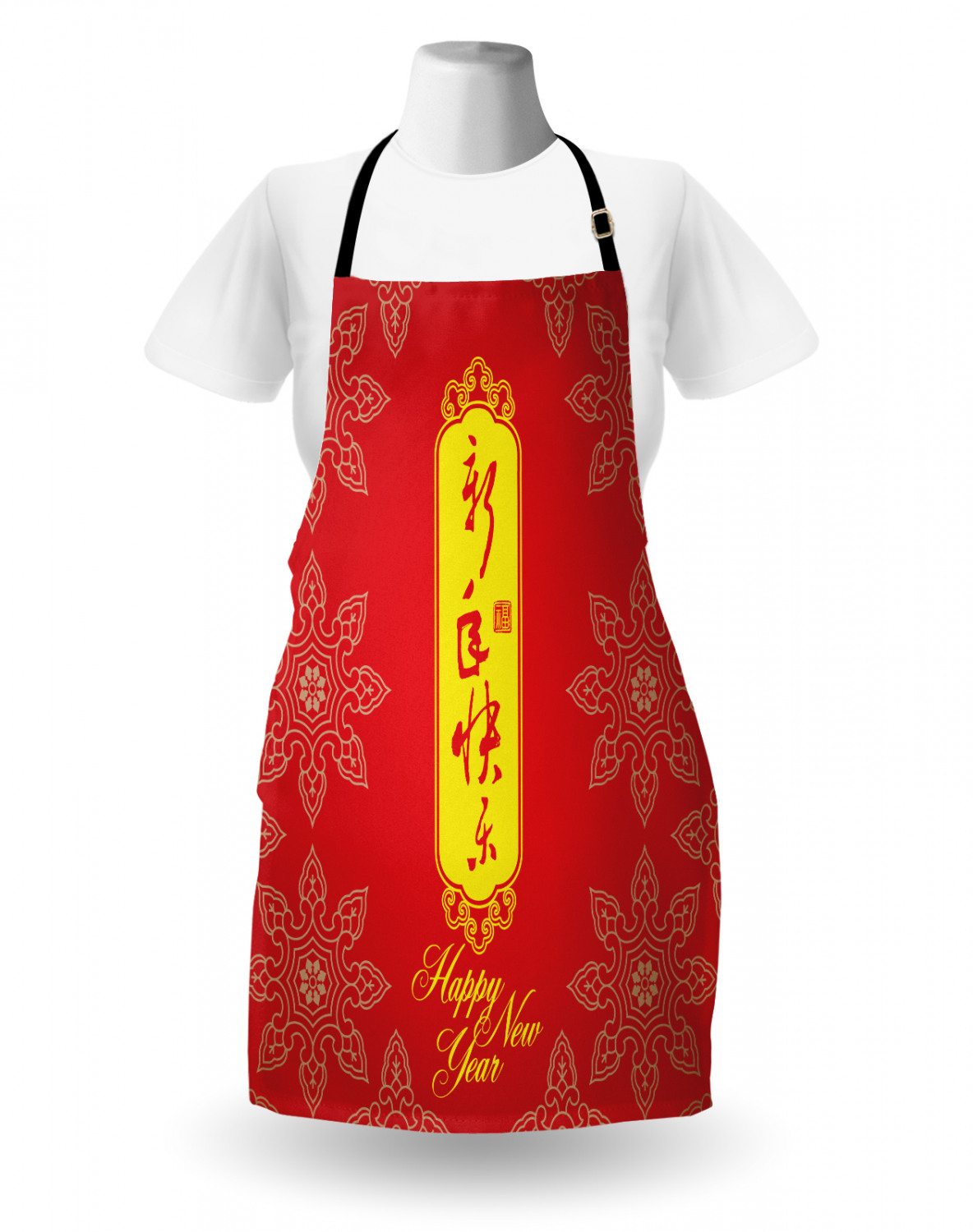 Chinese New Year Apron Unisex Kitchen Bib with Adjustable Neck for