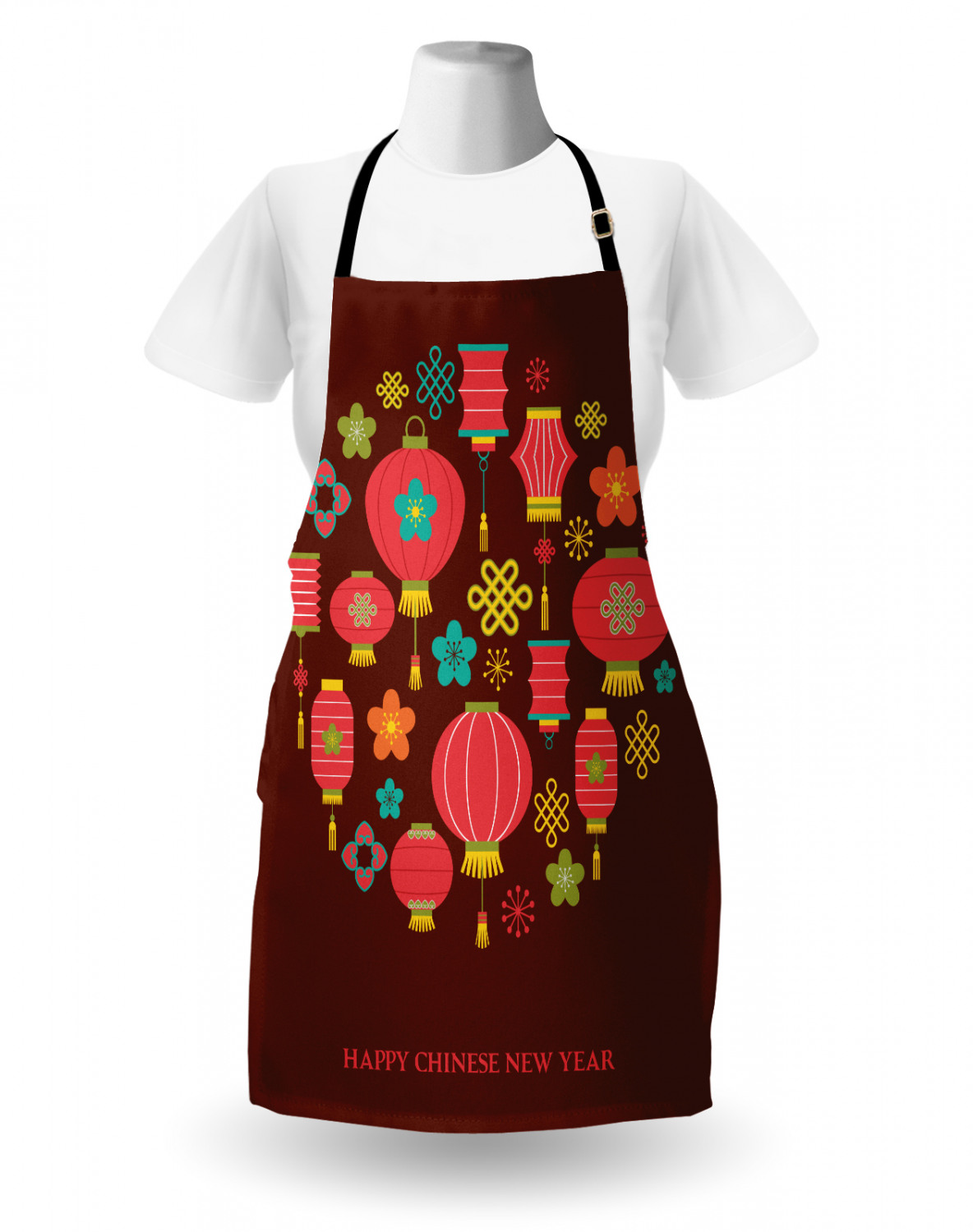 Chinese New Year Apron Unisex Kitchen Bib with Adjustable Neck for