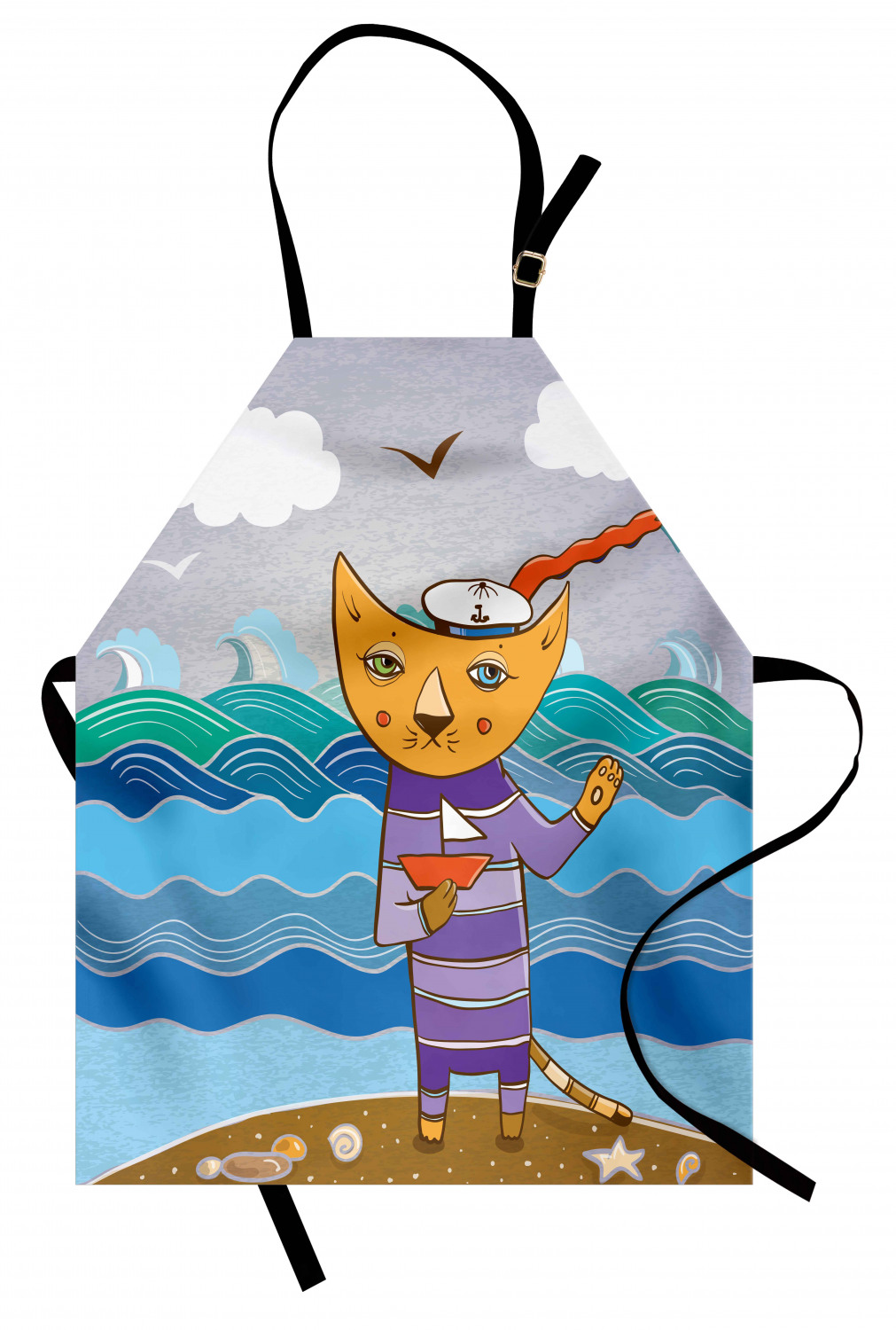 Ambesonne Cat Apron Unisex Kitchen Bib with Adjustable Neck Cooking Baking