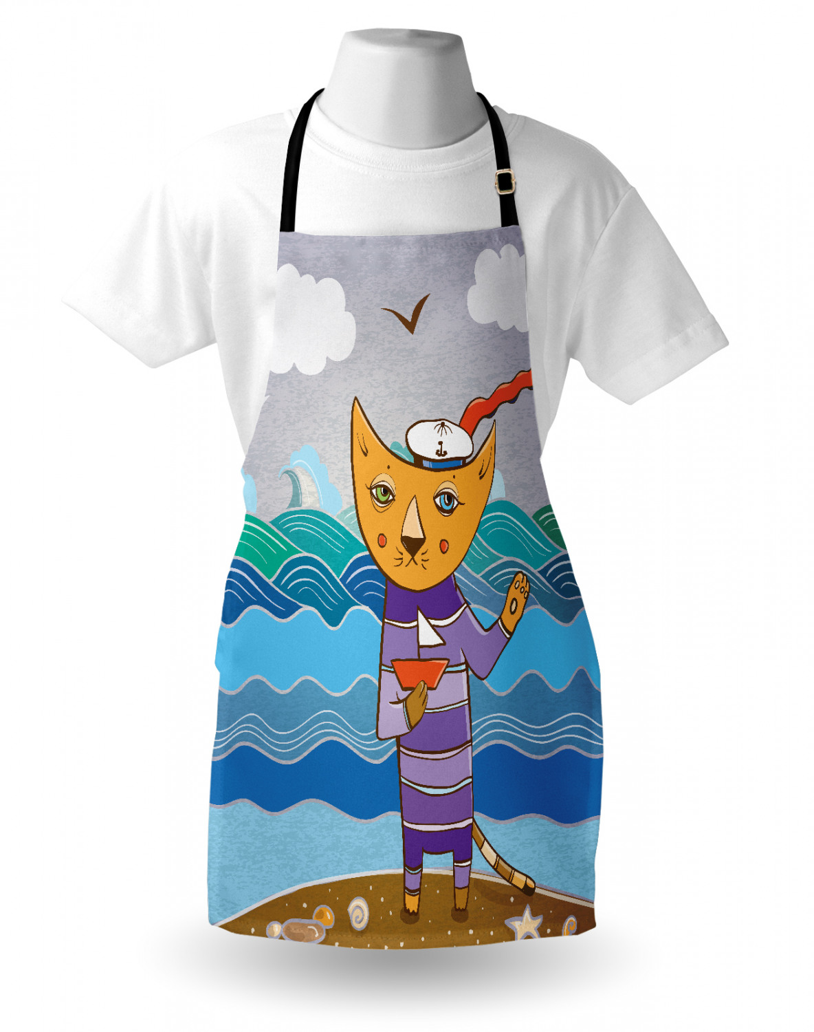 Ambesonne Cat Apron Unisex Kitchen Bib with Adjustable Neck Cooking Baking