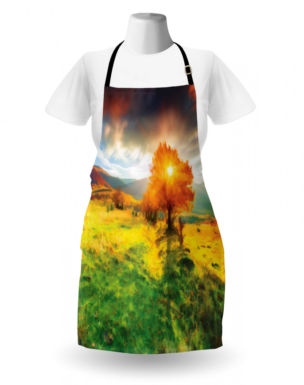 Fall Apron Unisex Kitchen Bib with Adjustable Neck Cooking Ambesonne