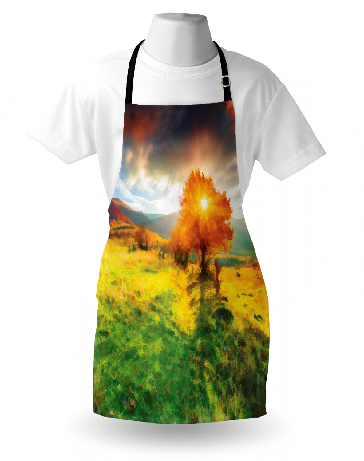 Fall Apron Unisex Kitchen Bib with Adjustable Neck Cooking Ambesonne