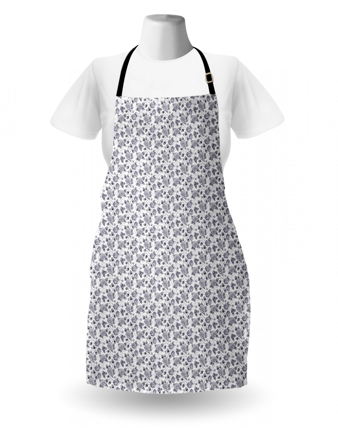 Ambesonne White Apron Unisex Kitchen Bib with Adjustable Neck Cooking Baking