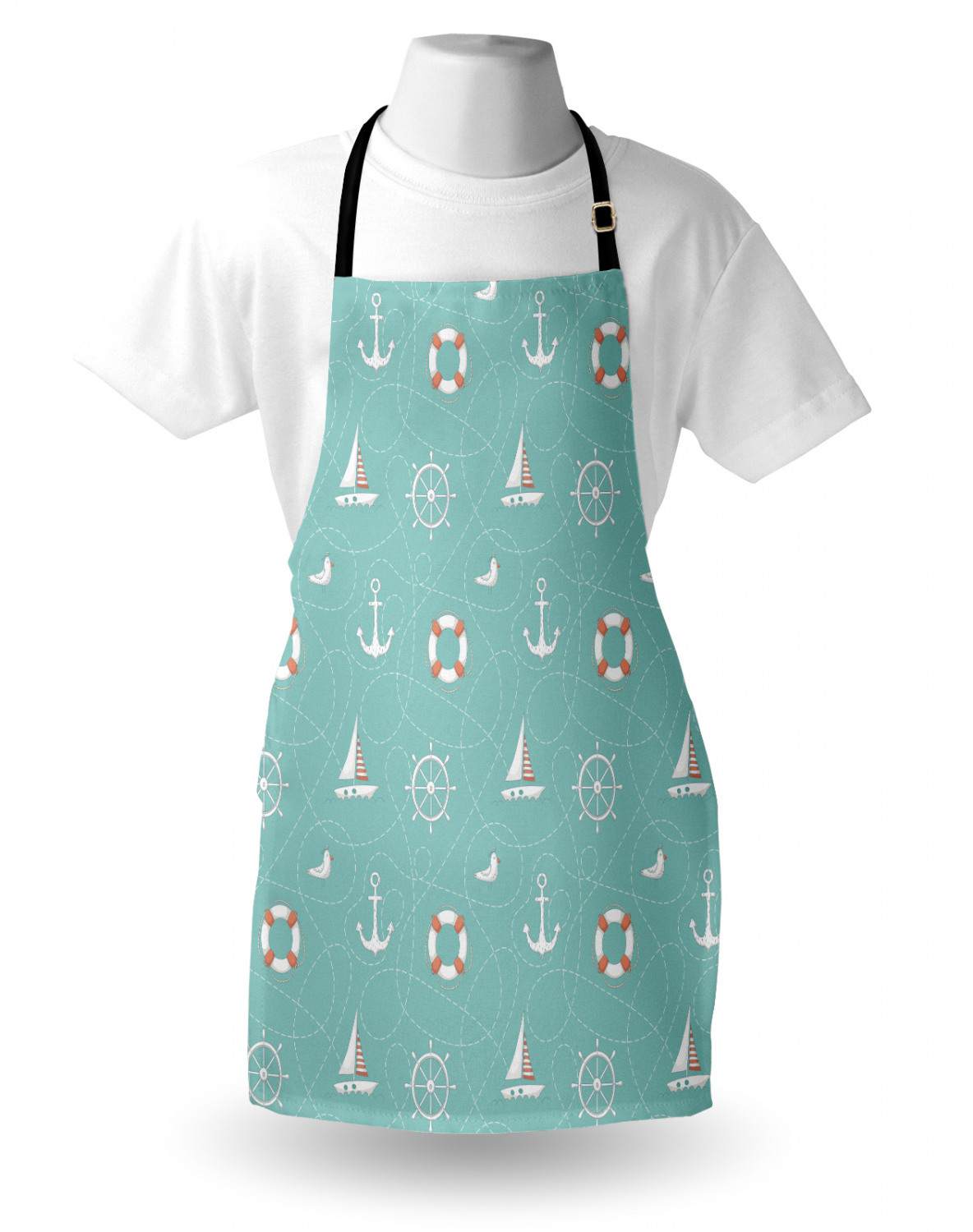 Nautical Whale Apron Unisex Kitchen Bib with Adjustable Neck Cooking