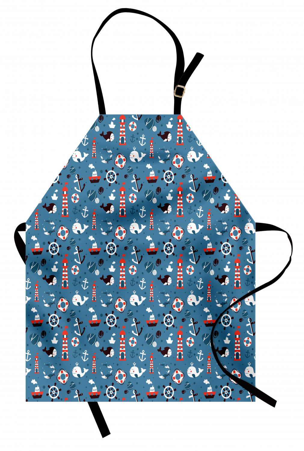 Nautical Whale Apron Unisex Kitchen Bib with Adjustable Neck Cooking