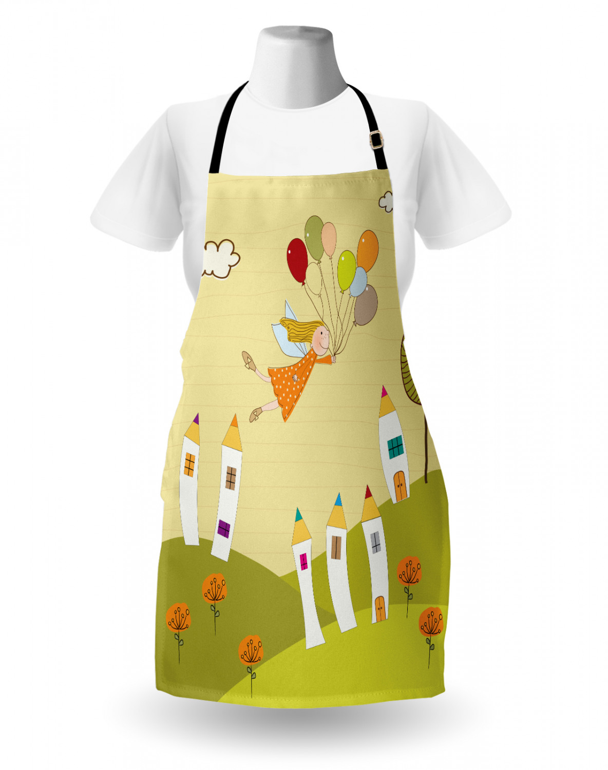 Ambesonne Long Lasting Apron with Adjustable Neck for Gardening and Cooking