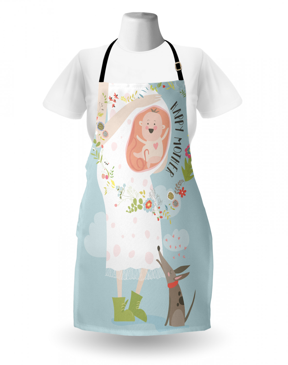 Ambesonne Long Lasting Apron with Adjustable Neck for Gardening and Cooking