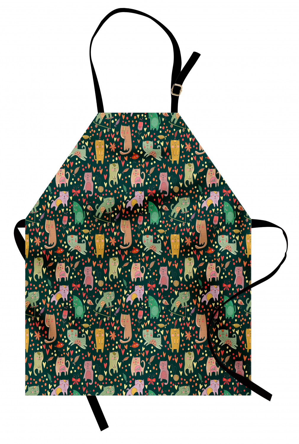 Ambesonne Cat Apron Unisex Kitchen Bib with Adjustable Neck Cooking Baking