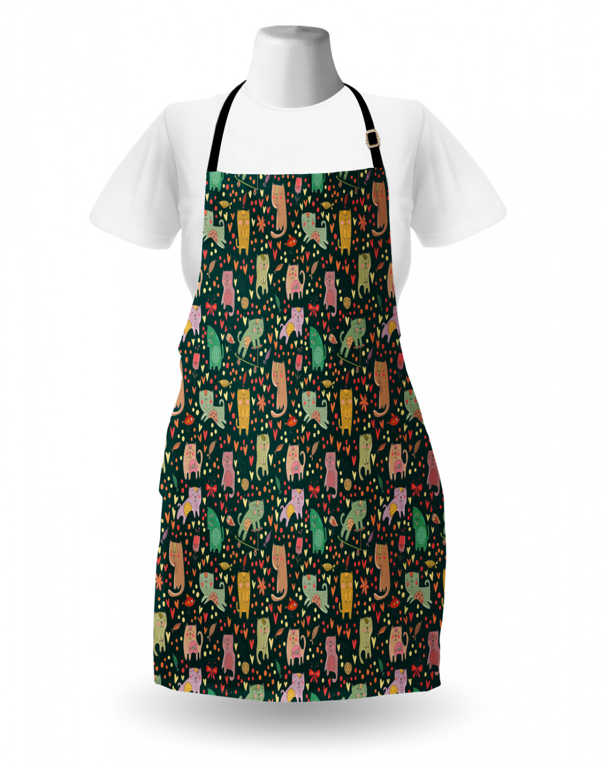 Ambesonne Cat Apron Unisex Kitchen Bib with Adjustable Neck Cooking Baking