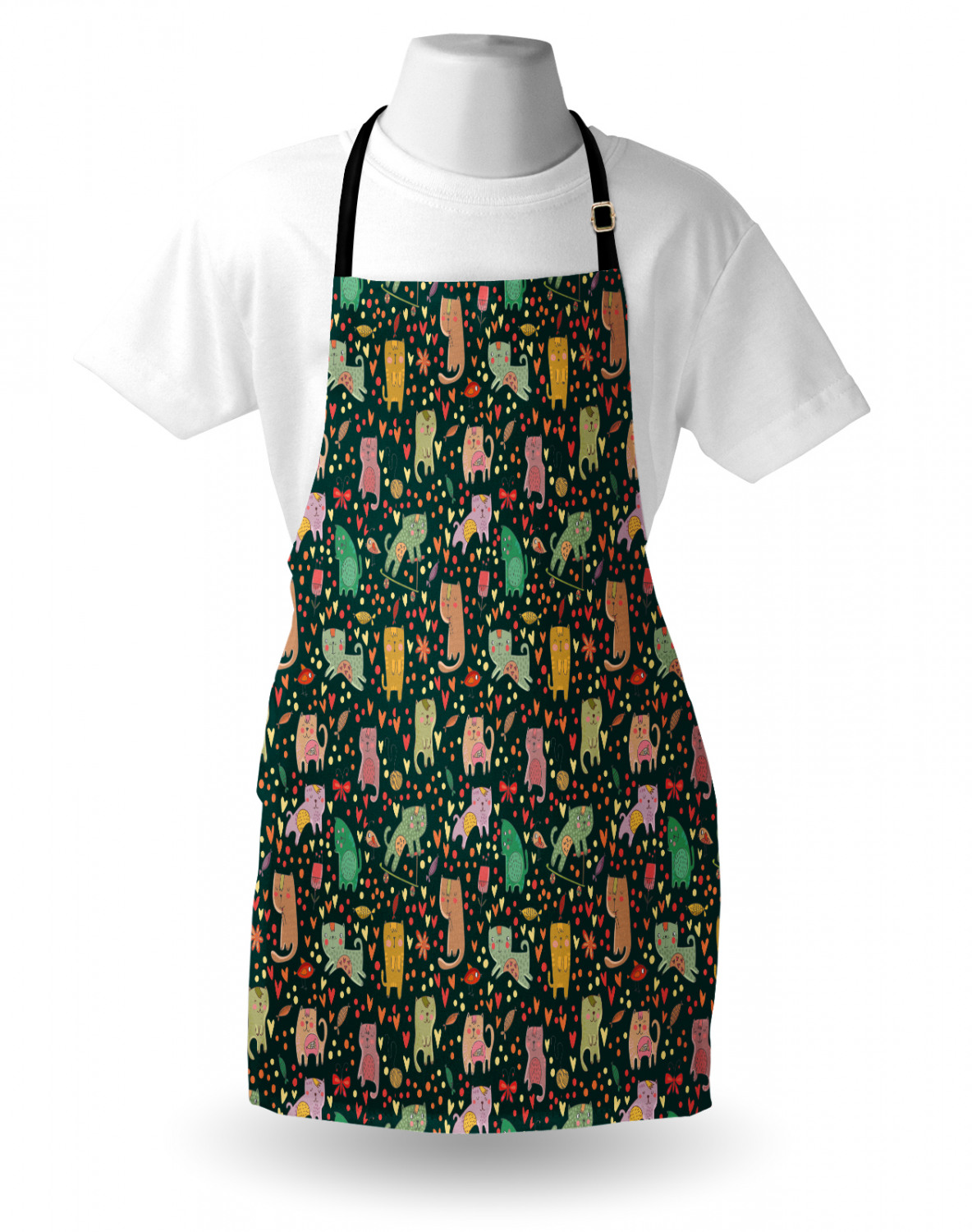 Ambesonne Cat Apron Unisex Kitchen Bib with Adjustable Neck Cooking Baking