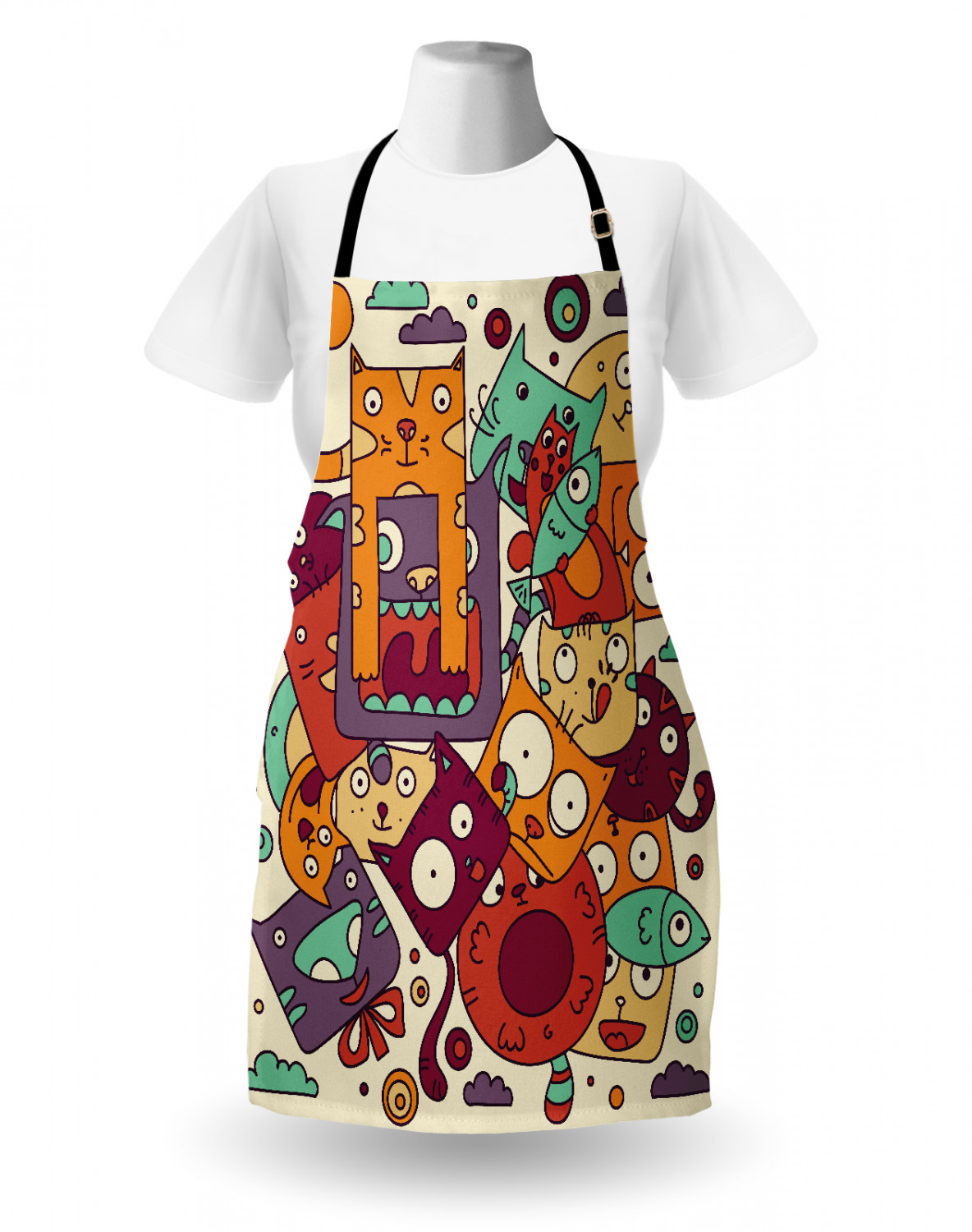 Apron Unisex Kitchen Bib with Adjustable Neck for Cooking by Ambesonne 