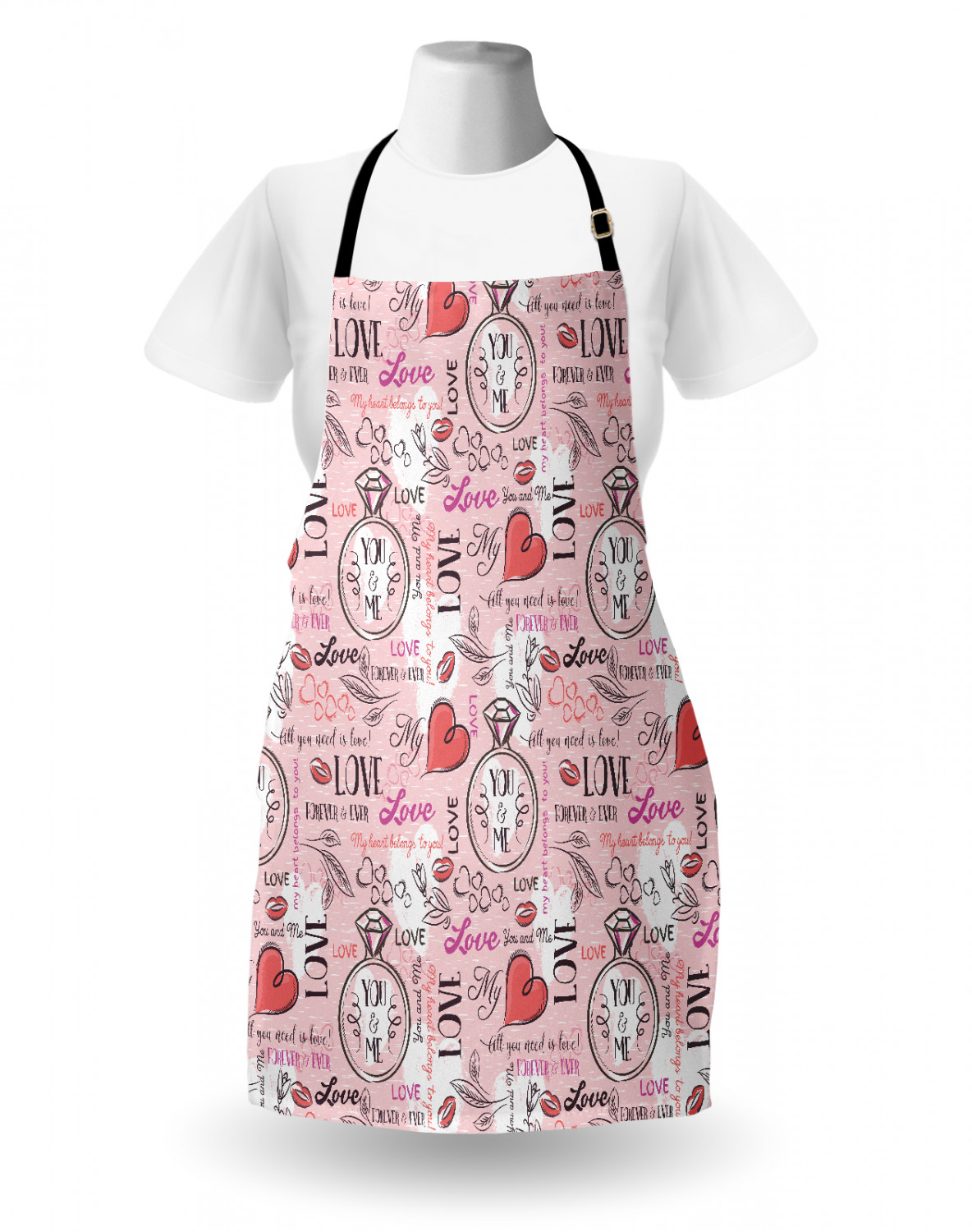 Wedding Apron Unisex Kitchen Bib with Adjustable Neck for Cooking Baking