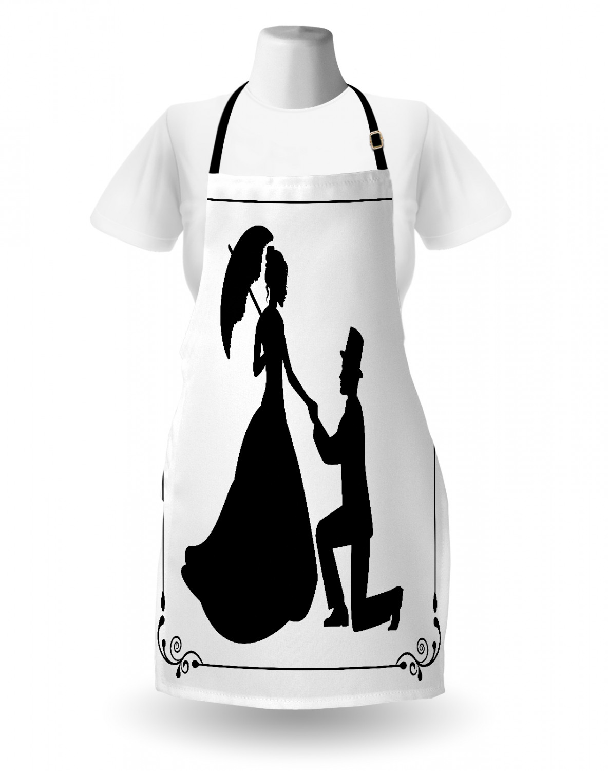 Wedding Apron Unisex Kitchen Bib with Adjustable Neck for Cooking Baking