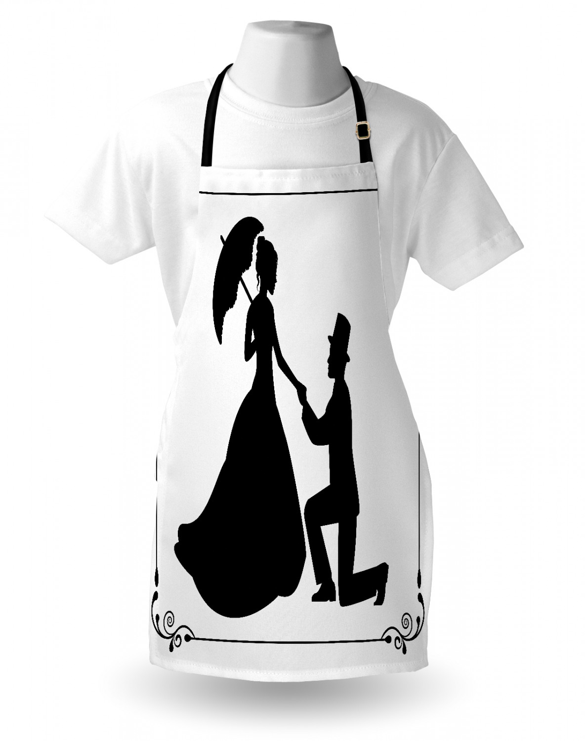 Wedding Apron Unisex Kitchen Bib with Adjustable Neck for Cooking Baking