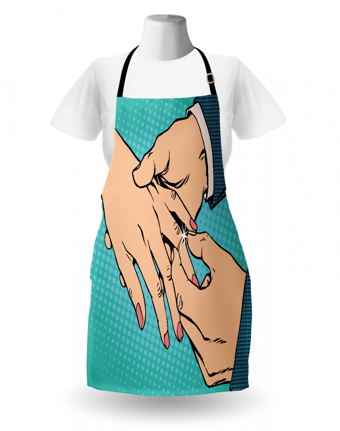 Wedding Apron Unisex Kitchen Bib with Adjustable Neck for Cooking Baking