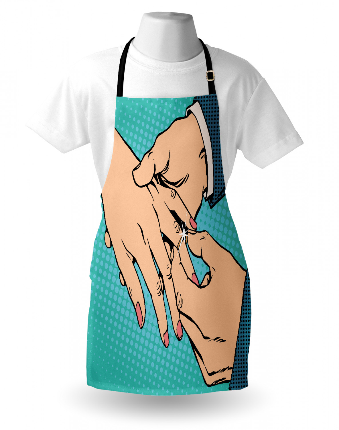 Wedding Apron Unisex Kitchen Bib with Adjustable Neck for Cooking Baking