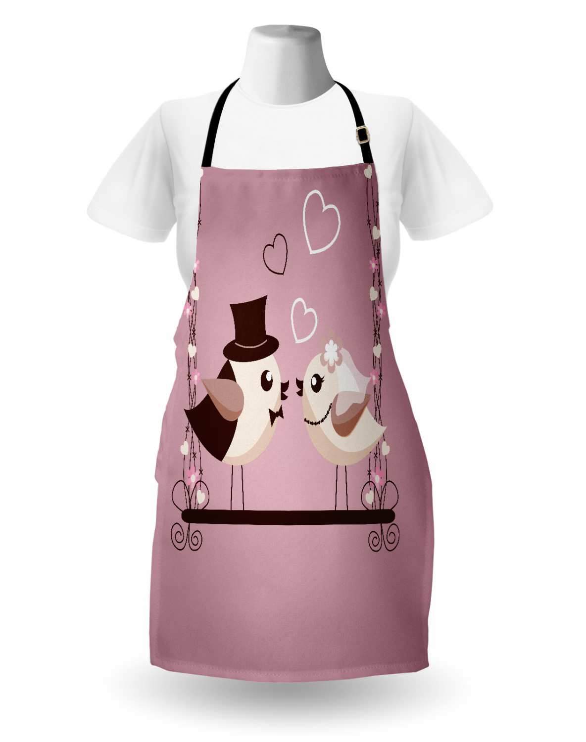 Wedding Apron Unisex Kitchen Bib with Adjustable Neck for Cooking Baking