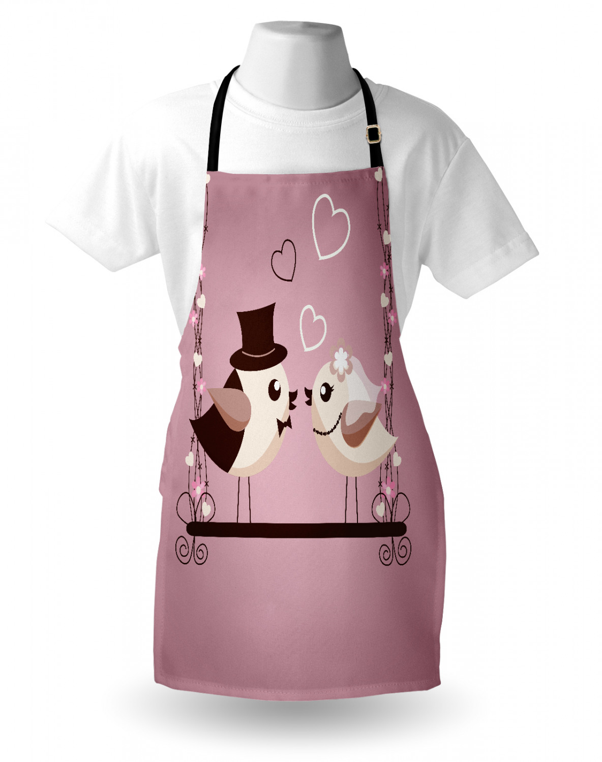 Wedding Apron Unisex Kitchen Bib with Adjustable Neck for Cooking Baking