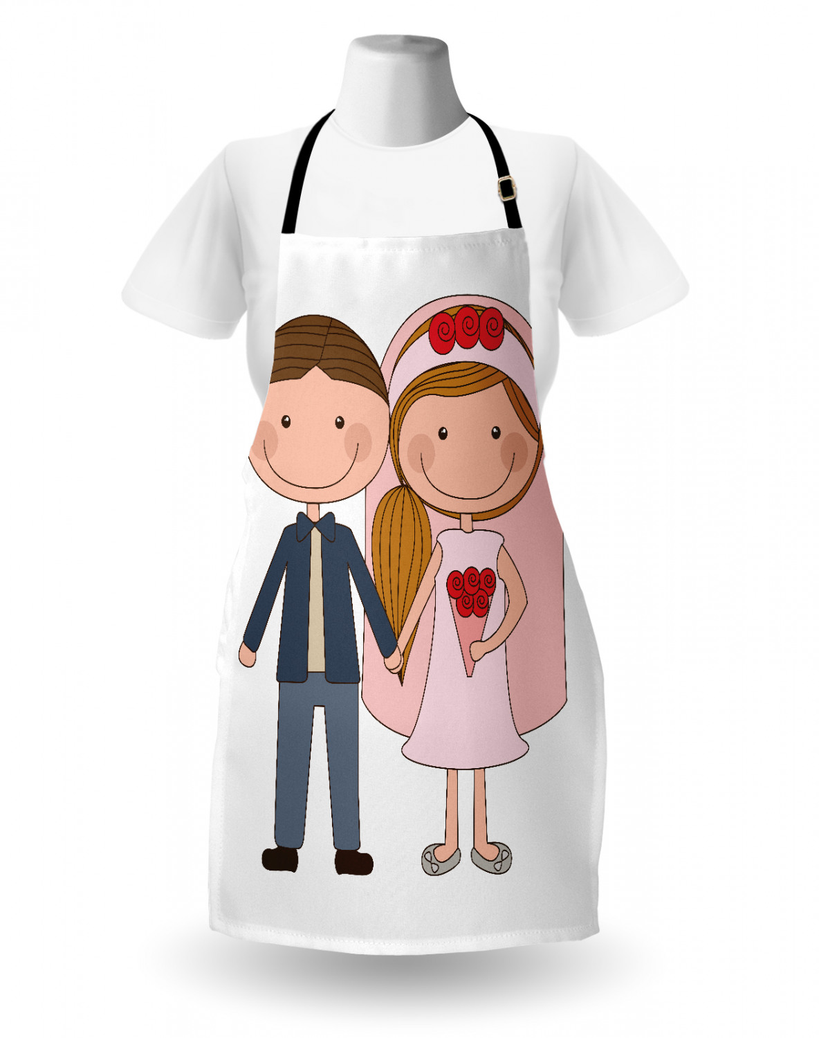 Wedding Apron Unisex Kitchen Bib with Adjustable Neck for Cooking Baking