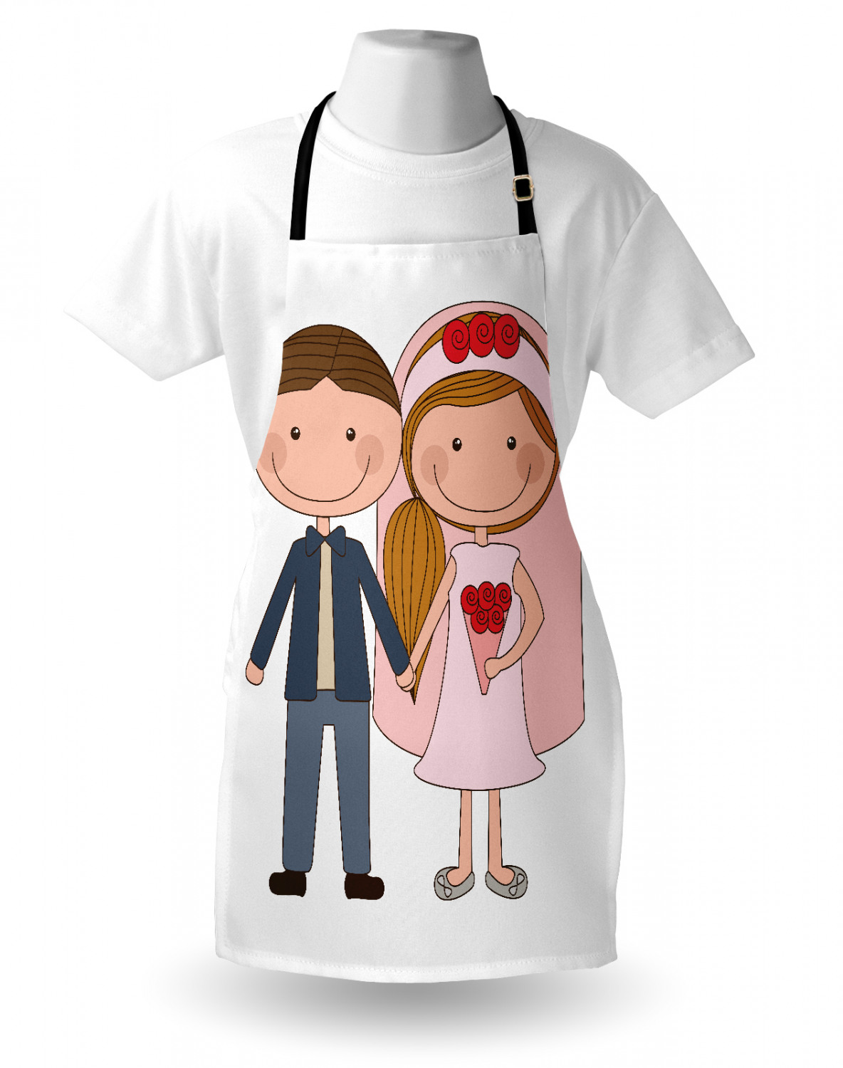 Wedding Apron Unisex Kitchen Bib with Adjustable Neck for Cooking Baking