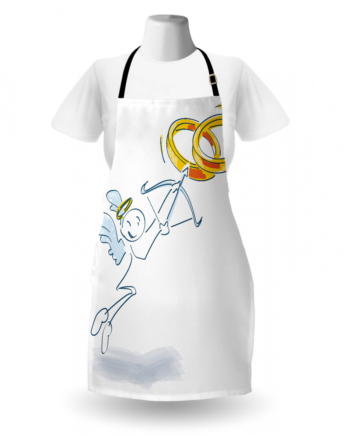 Wedding Apron Unisex Kitchen Bib with Adjustable Neck for Cooking Baking