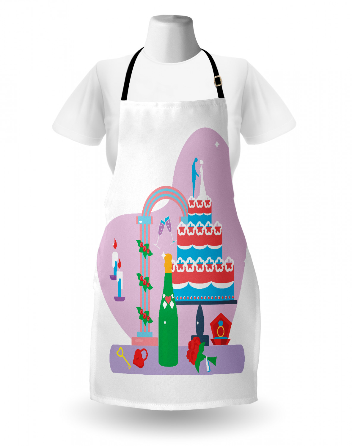 Wedding Apron Unisex Kitchen Bib with Adjustable Neck for Cooking Baking