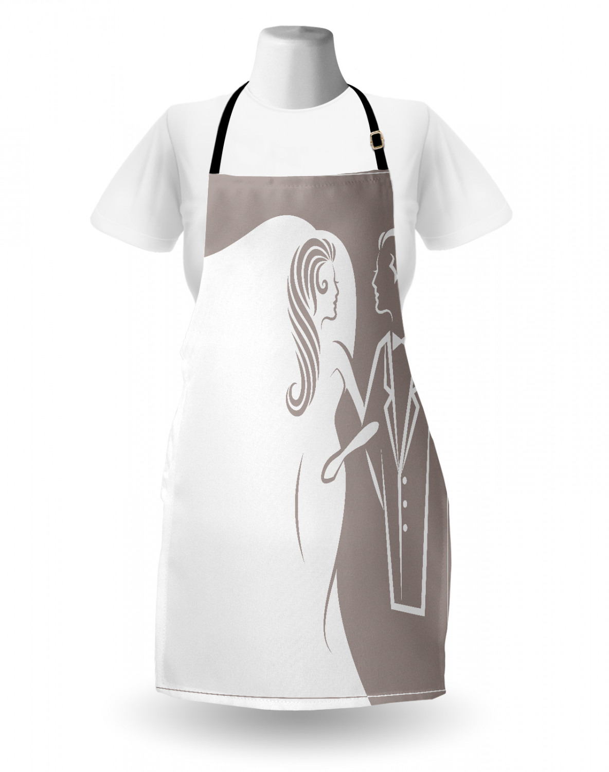 Wedding Apron Unisex Kitchen Bib with Adjustable Neck for Cooking Baking