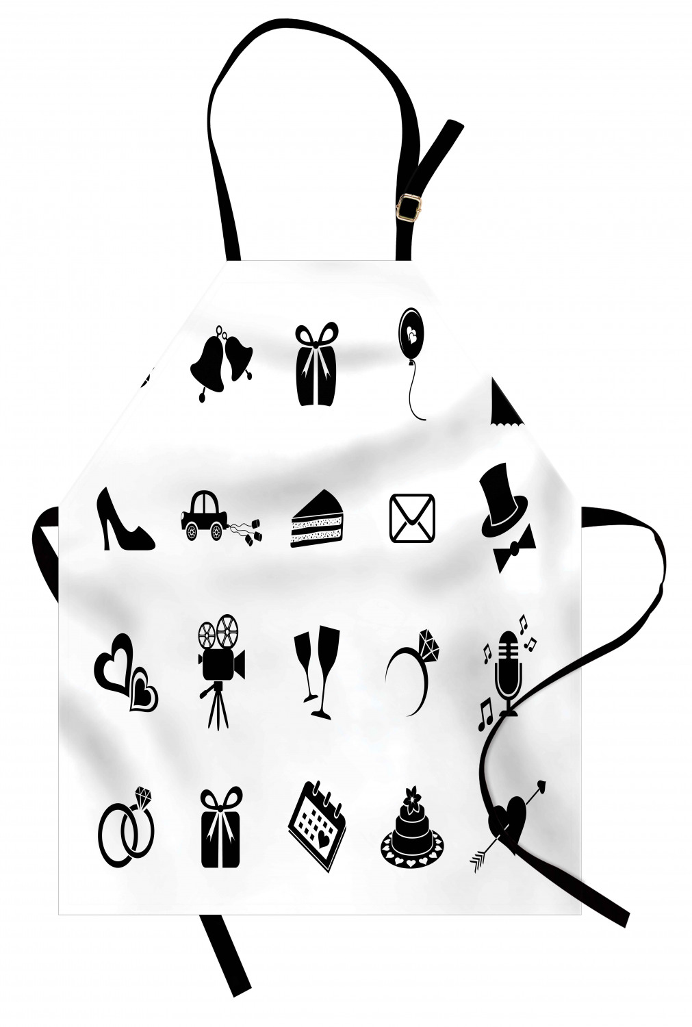 Wedding Apron Unisex Kitchen Bib with Adjustable Neck for Cooking Baking