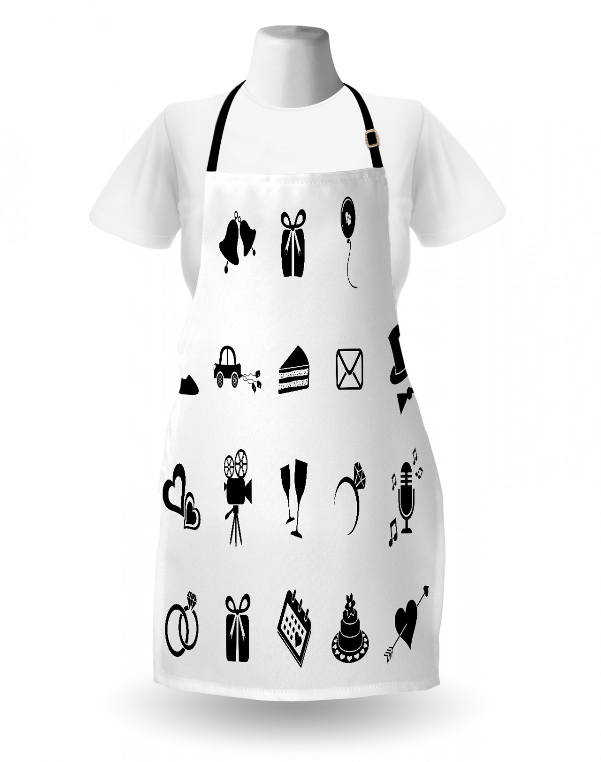 Wedding Apron Unisex Kitchen Bib with Adjustable Neck for Cooking Baking