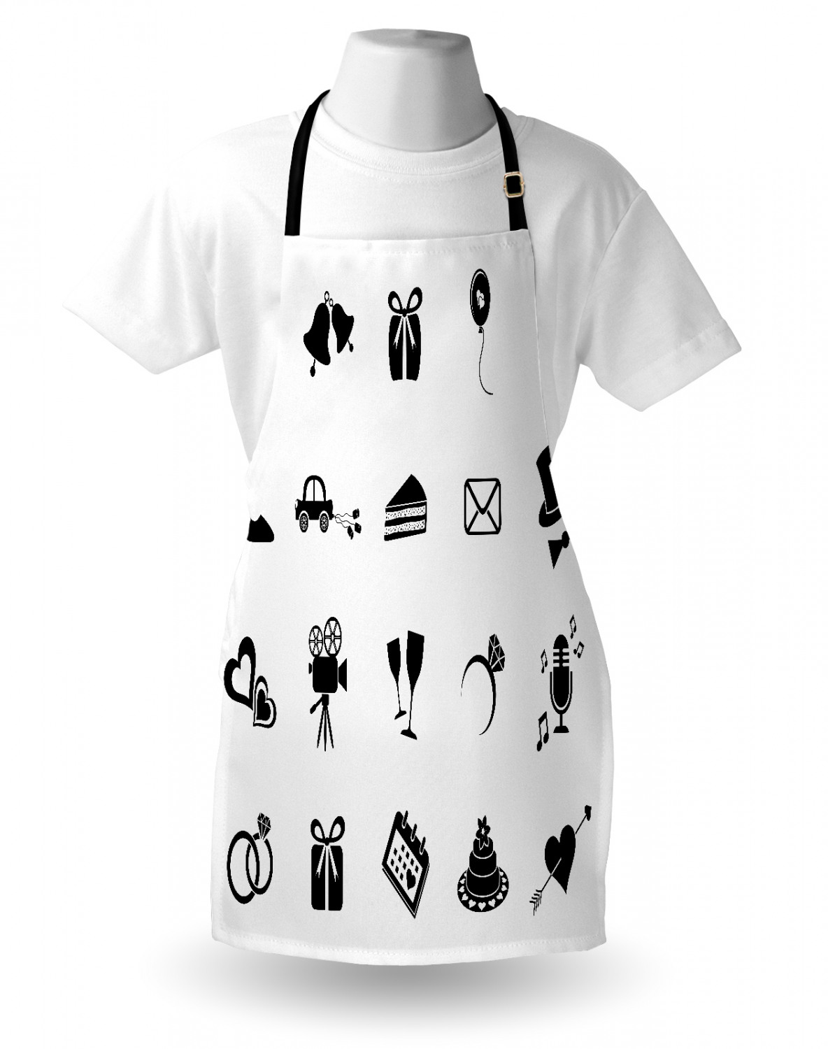 Wedding Apron Unisex Kitchen Bib with Adjustable Neck for Cooking Baking