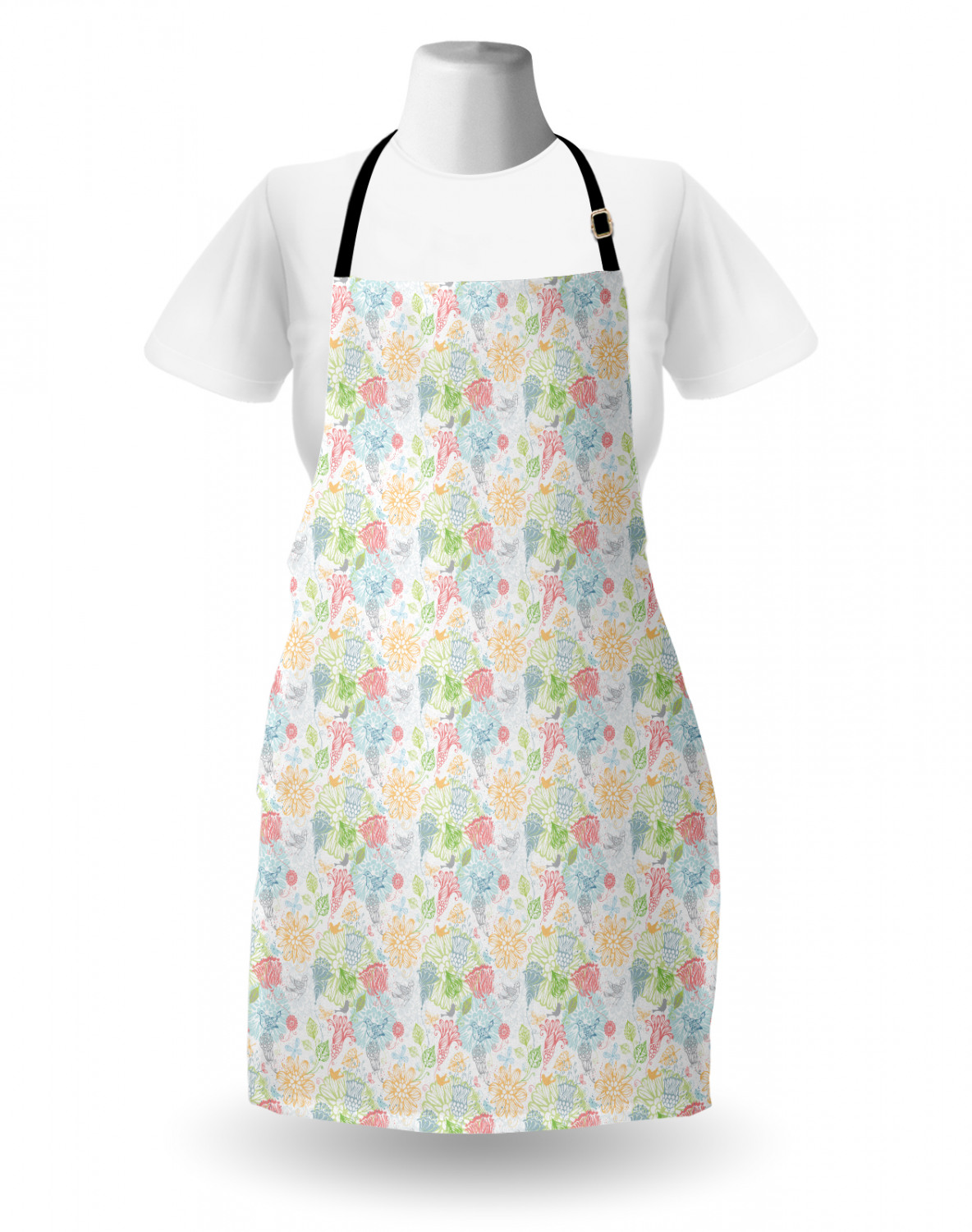 Ambesonne Apron with Adjustable Neck for Gardening Cooking Vivid Colors