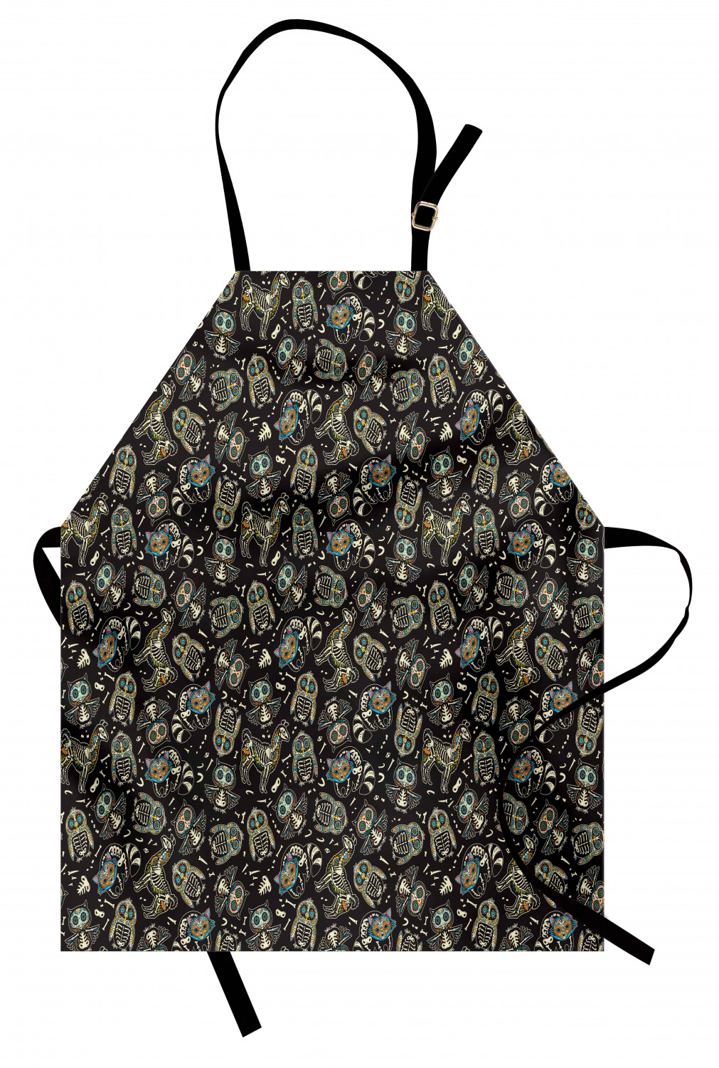 Mexican Sugar Skull Apron Unisex Kitchen Bib with Adjustable Neck Cooking Baking