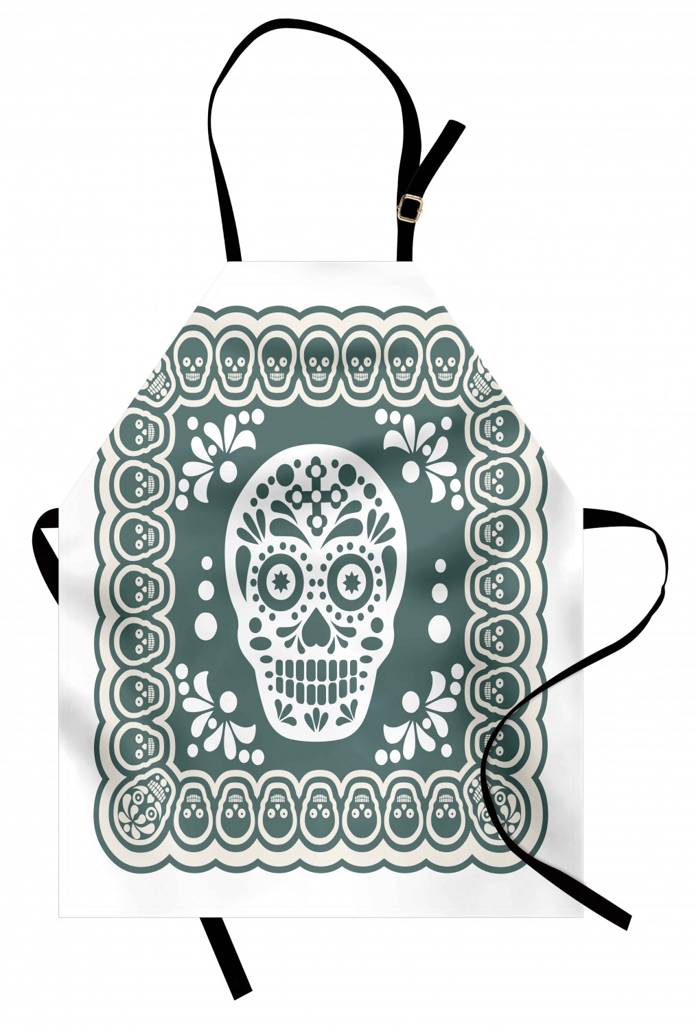 Mexican Sugar Skull Apron Unisex Kitchen Bib with Adjustable Neck Cooking Baking