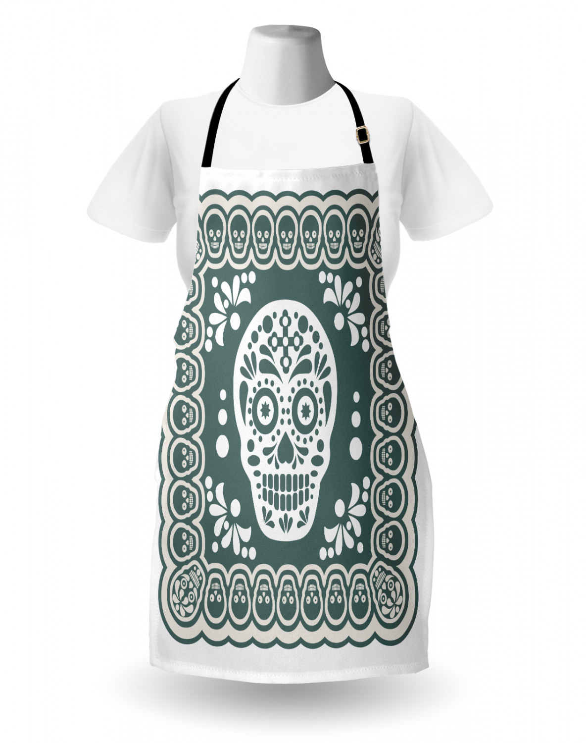 Mexican Sugar Skull Apron Unisex Kitchen Bib with Adjustable Neck Cooking Baking