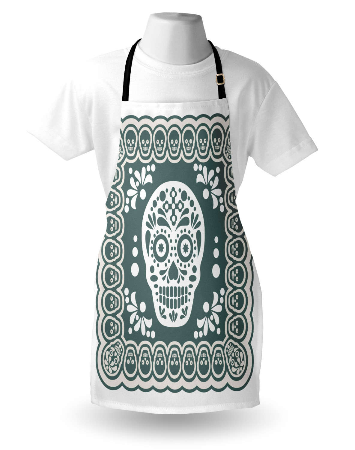 Mexican Sugar Skull Apron Unisex Kitchen Bib with Adjustable Neck Cooking Baking