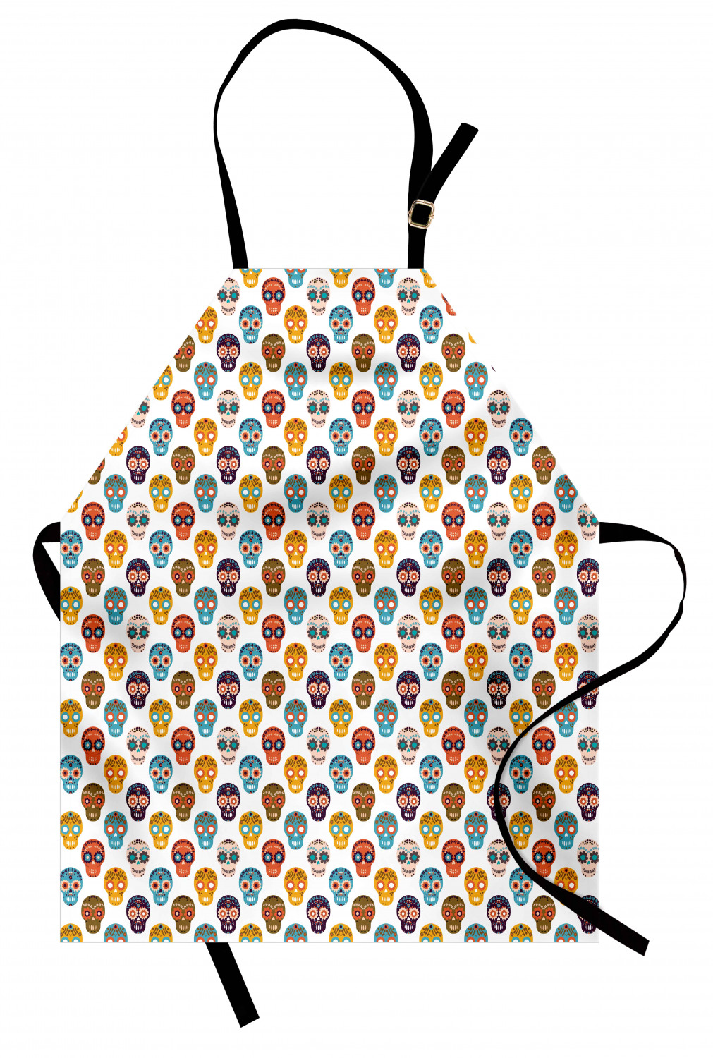 Mexican Sugar Skull Apron Unisex Kitchen Bib with Adjustable Neck Cooking Baking