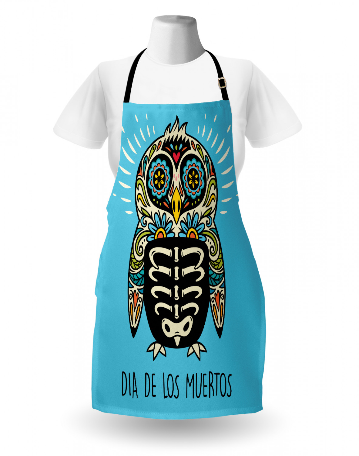 Mexican Sugar Skull Apron Unisex Kitchen Bib with Adjustable Neck Cooking Baking