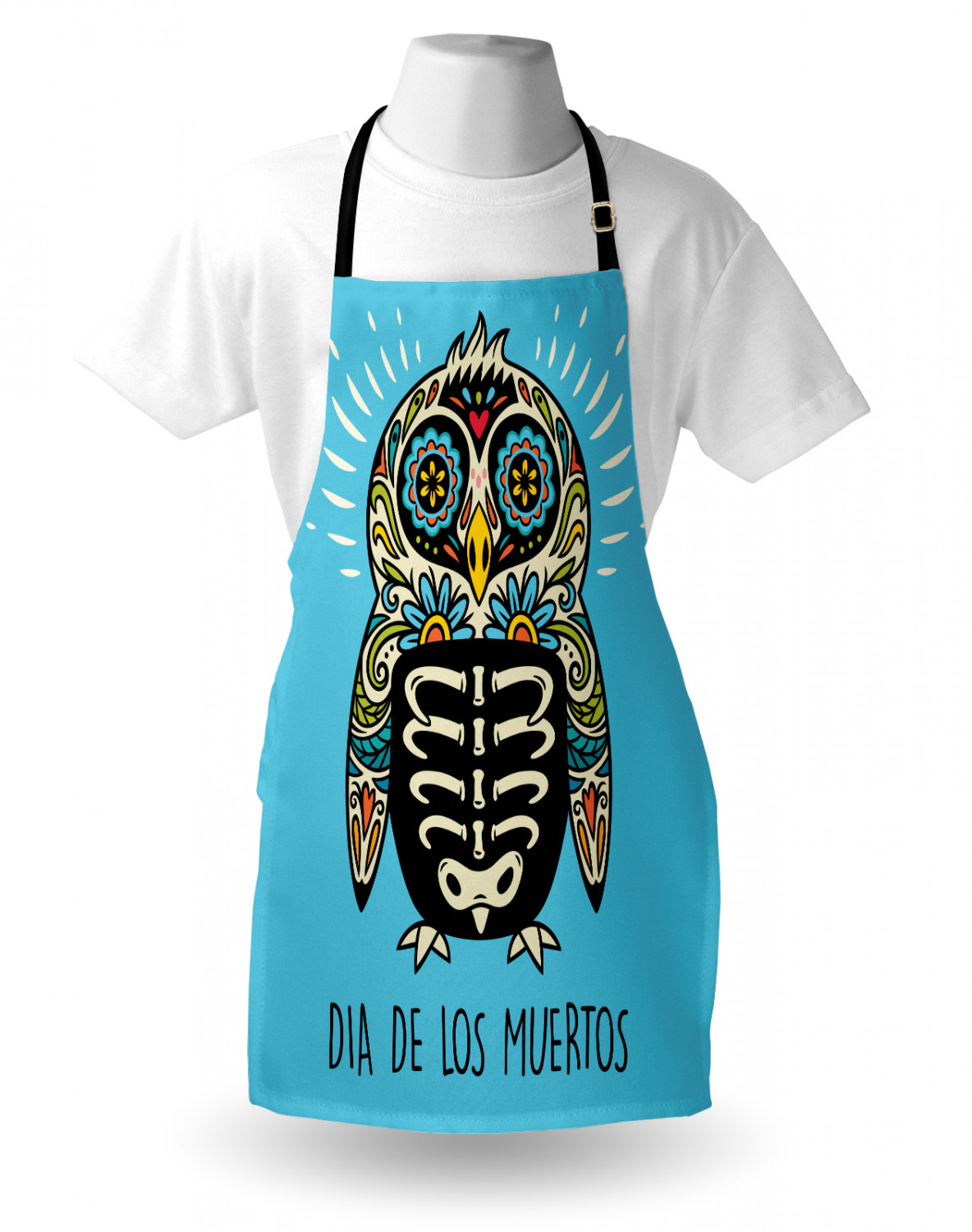 Mexican Sugar Skull Apron Unisex Kitchen Bib with Adjustable Neck Cooking Baking