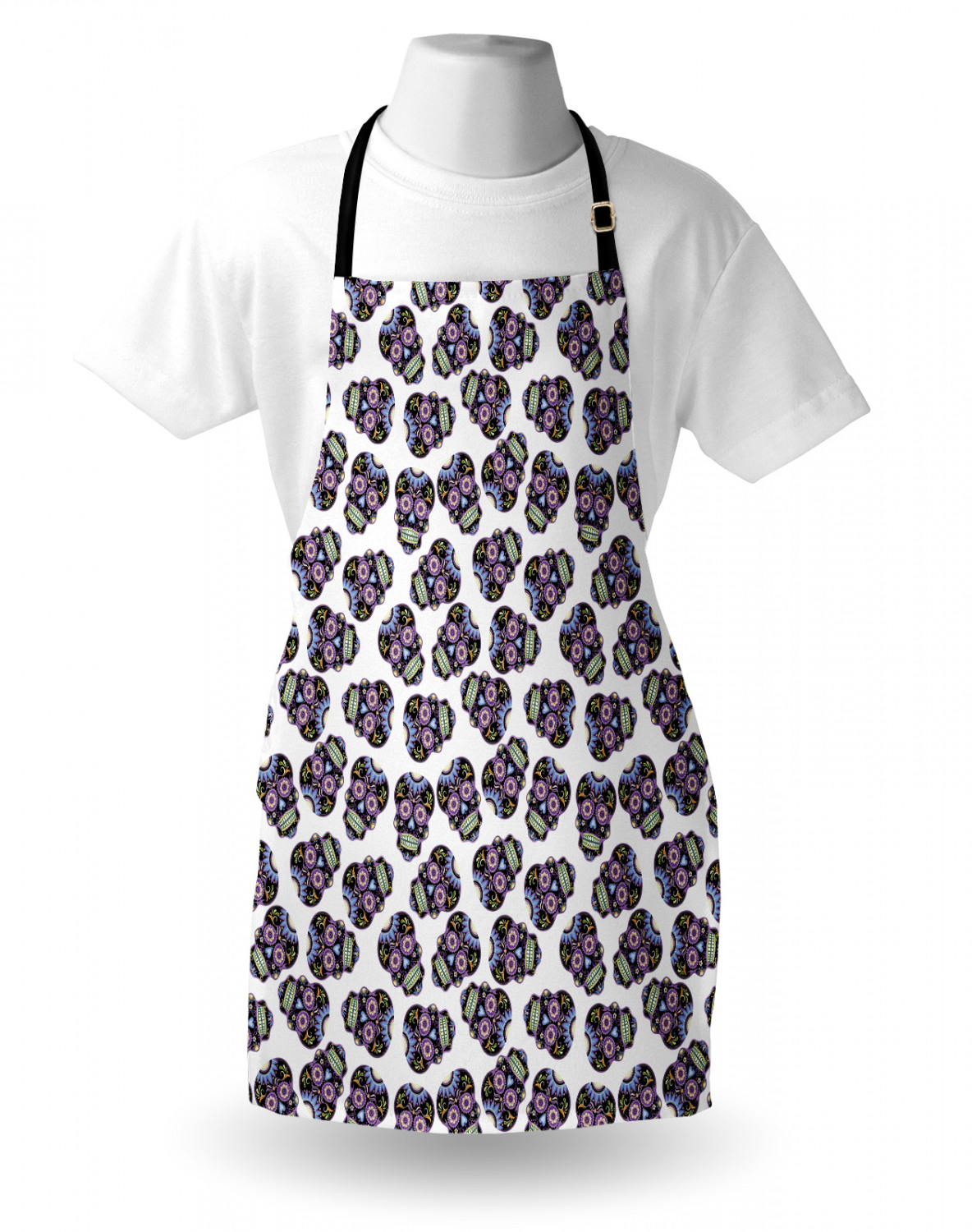 Mexican Sugar Skull Apron Unisex Kitchen Bib with Adjustable Neck Cooking Baking